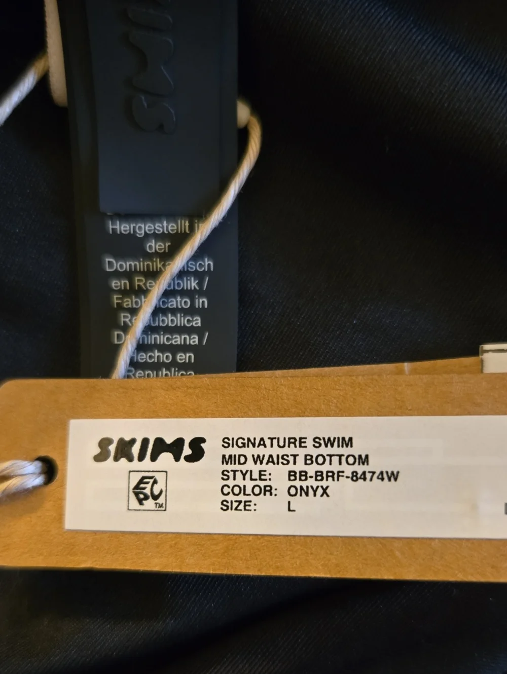NWT SKIMS Signature Swim Mid Waist Bikini Bottom Onyx Black Large